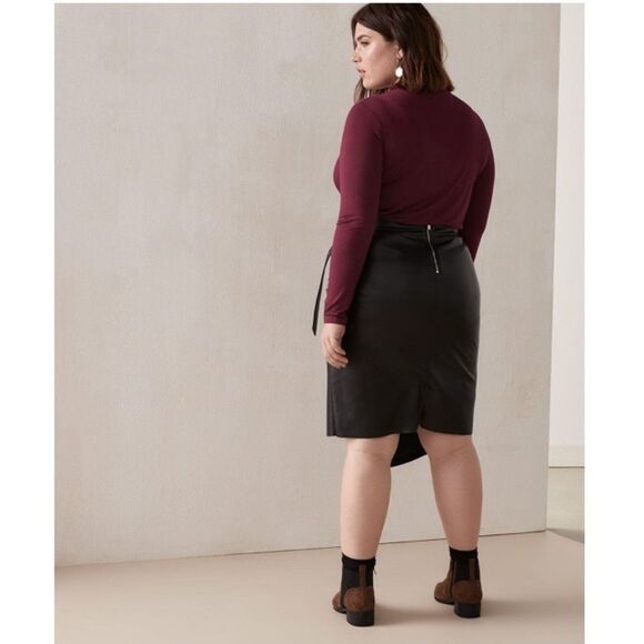 Addition Elle 𝅺Faux Leather Asymmetric Skirt Size 12 - Picture 2 of 13